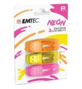 C410 USB 2.0 8GB NEON 3pack     EMTEC