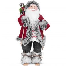 MagicHome Dekorácia Vianoce Santa na lyžiach 45 cm