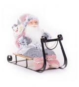 MagicHome Dekorácia Vianoce Santa na sánkach sivo ružový 46 cm